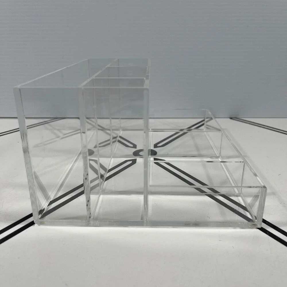 Clear Acrylic Desk Organizer 8 Compartment‎ Makeup Office Storage Caddy